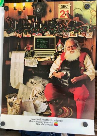 Poster Apple Macintosh Vintage 1983 Very Rare Santa Apple III 2