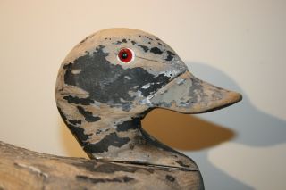 Antique Duck Decoy Early American Primitive Folk Art Carved Wood Sculpture Lure