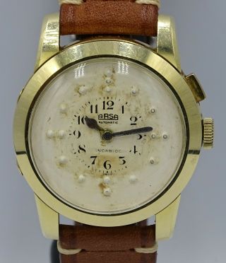VERY RARE VINTAGE SOLID 14k GOLD ARSA AUTOMATIC INCABLOC BLIND WATCH BRAILLE 4