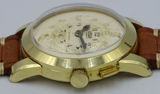 VERY RARE VINTAGE SOLID 14k GOLD ARSA AUTOMATIC INCABLOC BLIND WATCH BRAILLE 6