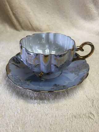 Vintage Royal Halsey Very Fine Gold Footed Cup And Saucer
