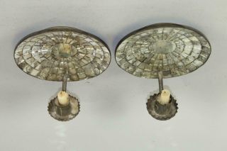 RARE PAIR EARLY 19TH C AMERICAN TIN MIRRORED CANDLE SCONCES GREAT OLD SURFACE 4