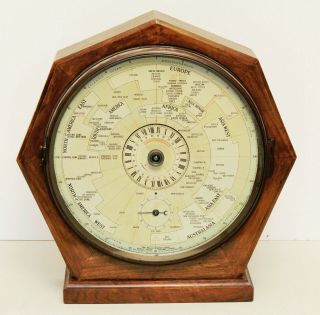 A Rare And Interesting Willis 8 Day World Time Clock Ca.  1929
