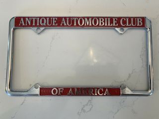 Vintage Antique Automobile Club Of America License Plate Frame Topper Badge