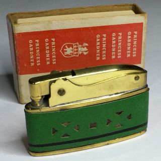 Rare Vintage Princess Gardner Green Leather Cigarette Lighter With Box