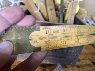S6 Antique Stanley Rare Folding Rule Wood Ruler 81 Type 2 1854 - 1915 3