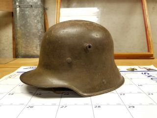 Ww1 German M1916 Stahlhelm Helmet Period W Paint & Liner Rare