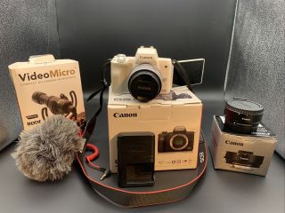 Canon Eos M50 24.  1 Mp Mirrorless Camera - Rare White (video Kit)