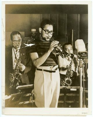 Rare Dizzy Gillespie & 2 Alto Saxophones Jazz Vintage Press Photo Rca Victor