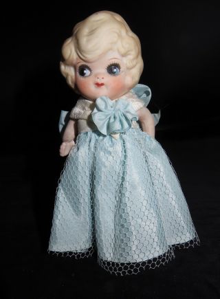 Vintage 6” Frozen Charlotte Bisque Jointed Arms Japan Flirty Eyes Flapper