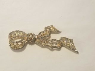 Rare Vintage Gorgeous Castlecliff Rhinestone Ribbon Bow Brooch Pin Statement