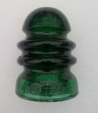 Antique Green Cd 205 Brookfield No 3 Transposition Glass Insulator Scarce