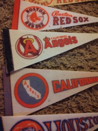 47 Vintage 80 ' s ? MLB Baseball Mini Pennants Rare VGC Indians Braves Sox Expos 2