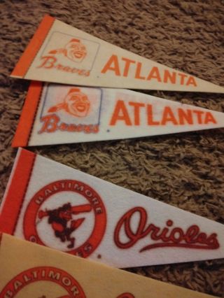 47 Vintage 80 ' s ? MLB Baseball Mini Pennants Rare VGC Indians Braves Sox Expos 3