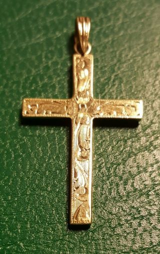 Rare Vintage Miniature 14k Solid Gold Cross 1in " Charm Religious Design.  82g