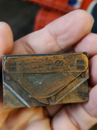 Antique Vintage Pocket Knife Printers Block