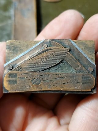 Antique Vintage Pocket Knife Printers Block 2