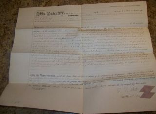 1850 Antique Chili Ny Land Indenture Deed Legal Document Carmen Martin Miller
