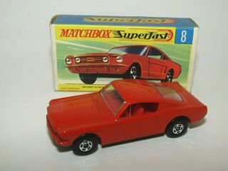 Matchbox Superfast No 8 Ford Mustang Dark Orange,  Red Interior Vnmib Rare