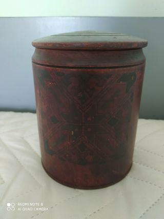 Antique Primitive Wooden Box Spices Hand Painted Boho Rustic Kitchen Decoration