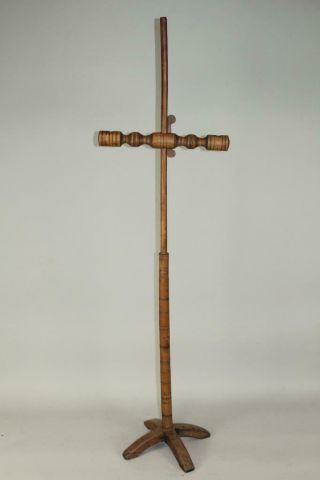 Rare 17th - 18th C Trestle Foot Floor Standing Adjustable Double Candle Holder