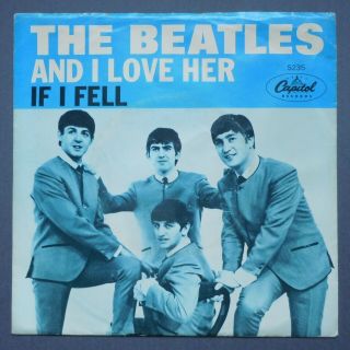 The Beatles Rare 45 Picture Sleeve And I Love Her / If I Fell 1964 Capitol 1960s