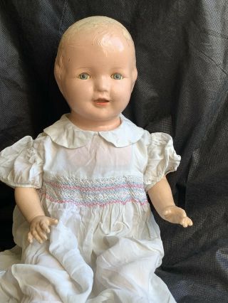 Vintage Unmarked Composition Baby Doll W/cloth Body