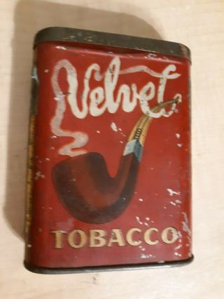 Antique Velvet Tobacco Tin 1920 Roaring 20s Vintage Tin