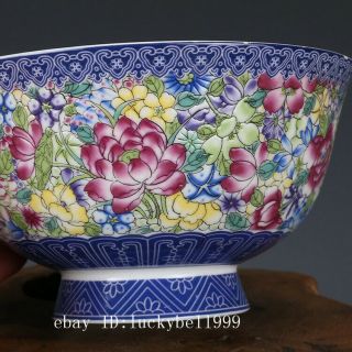 Fine Chinese Qing Qianlong old antique Porcelain famille rose flower bowl 2