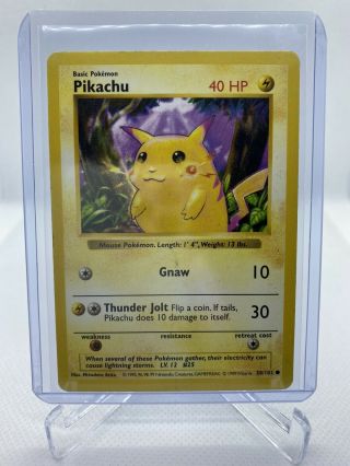 Red Cheeks Pikachu 58/102 Shadowless Base Set Pokemon Card 1999 Misprint Rare