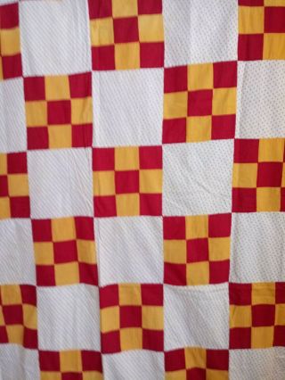 Antique Red & Cheddar 9 - Patch Quilt Top 2