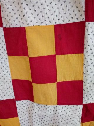 Antique Red & Cheddar 9 - Patch Quilt Top 3