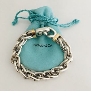 Tiffany&co Rare Vintage 925 Silver 18k Gold Link Braslet 8”