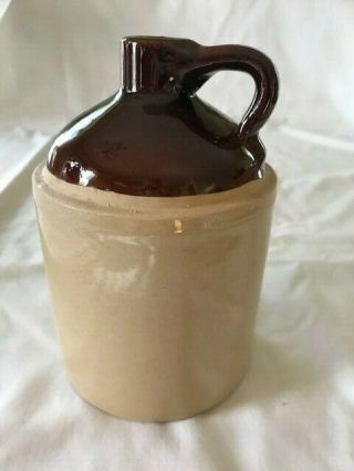 Vintage 6 1/2 " Two Tone Stoneware Whiskey / Moonshine Jug - Made In The Usa