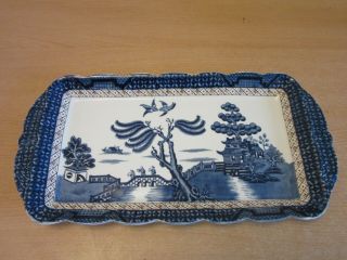 Antique Booths,  England Real Old Willow A8025 Porcelain Handled Tray Dish 13.  25 "