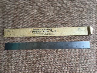 Rare Vintage Brown & Sharpe No.  4 12 " Steel Rule,  315,  Grad 8ths - 64ths In Sleeve