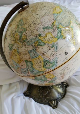 Vintage Replogle Globemaster 12 Inch Globe Leroy M.  Tolman Raised Metal Base