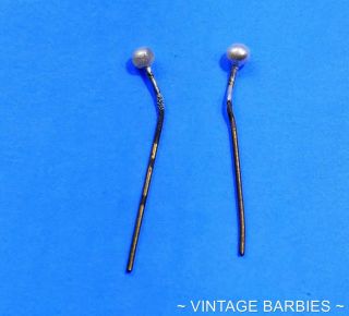 Rare Barbie Doll Pearl Stud Earrings Htf Vintage 1960 
