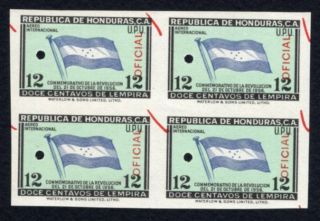 Honduras 1957 Block Of 4 Dienst Stamps Imperforate Mnh Proof Rare R R R