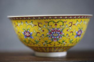 Chinese antiques Pastel Porcelain Painted Flowers Bowl Qianlong 3