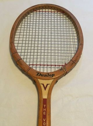 Antique Vintage Wood Tennis Racket Dunlop The Volley 1970 