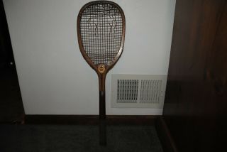 Vintage Antique E.  I.  Horsman Wooden Tennis Racket - Tuxedo - Rare