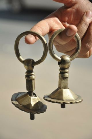 2 Pc Old Brass Handcrafted Unique Shape Door Handles,  Patina