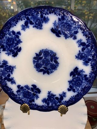 Antique Waldorf Fww Royal Semi Porcelain England Flow Blue Soup Bowl