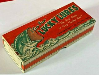 F1) Vintage Lucky Lures Paw Paw Bait Co Mich Box Only Fishing Lure