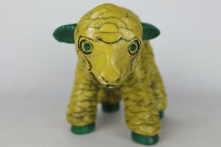 Rare Vintage Lloyd Bryan 1968 Signed Mid Century Yellow Ceramic Lamb Sculpture 2
