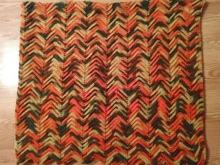 Handmade Crochet Knit Blanket Large Afghan Earthtone Colors 68 Long X 56 Wide