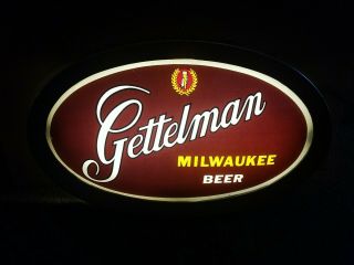 (vtg) 1950s Gettelman Beer Back Bar Light Up Sign Milwaukee Tel - A - Sign Il Rare