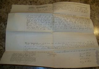 1849 Antique Chili Ny Land Indenture Deed Legal Document Samuel Wood Eli Miller