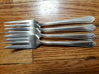 4 Antique Vintage Collectable 1835 R.  Wallace Silver Plated Forks 6.  25 " - 1926